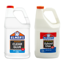 Elmer's School Glue Combo Pack: 1 Gallon Clear Glue & 1 Gallon White Glue Washable, Safe, and Non-Toxic for Classroom and Craft Use