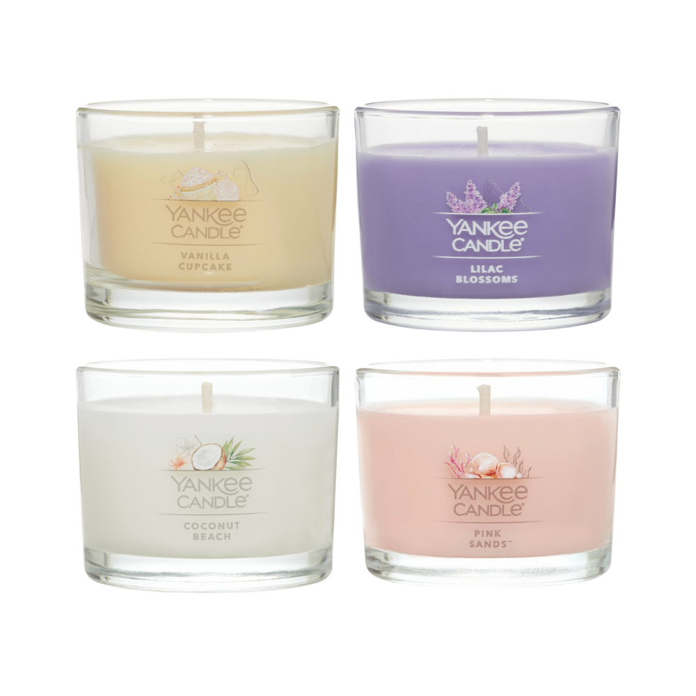 Yankee Candle Signature Votive Mini Candle Jar, Sweet Serenity Variety Pack, Natural Soy Wax Blend Candle with Natural Fiber Wick, 1.3 oz Glass Jar (
