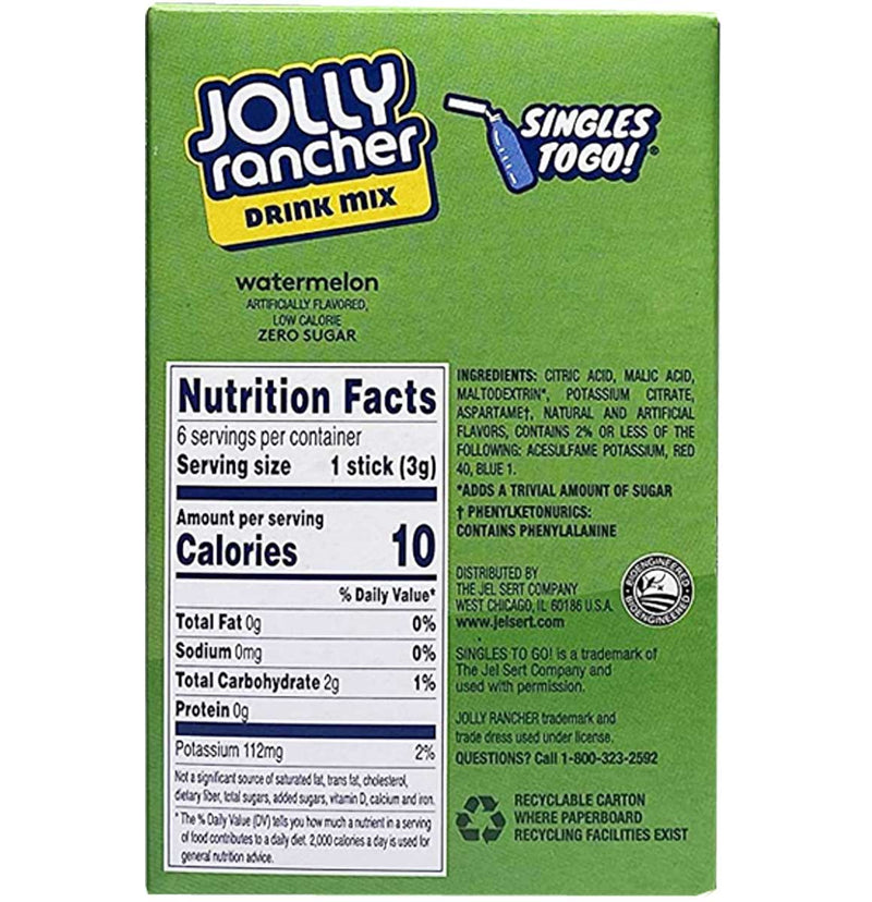 Jolly Rancher Watermelon Singles To Go Drink Mix, 6 CT - Trustables