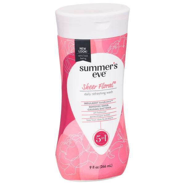 Summer’s Eve Sheer Floral Refreshing Daily Feminine Wash, Removes Odor, pH balanced, 9 fl oz