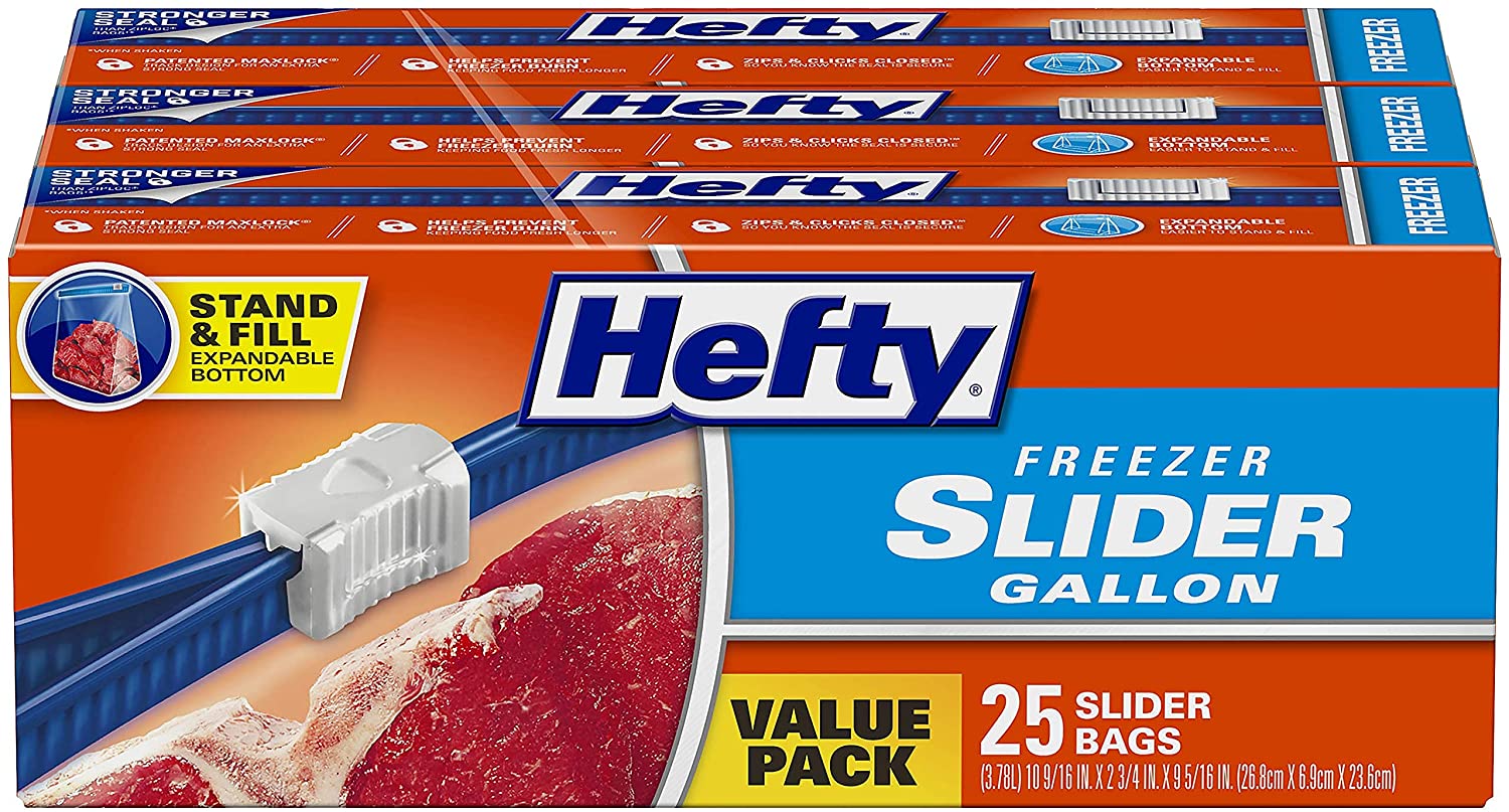 Hefty Slider Quart Size Freezer Bags, 15 Ct
