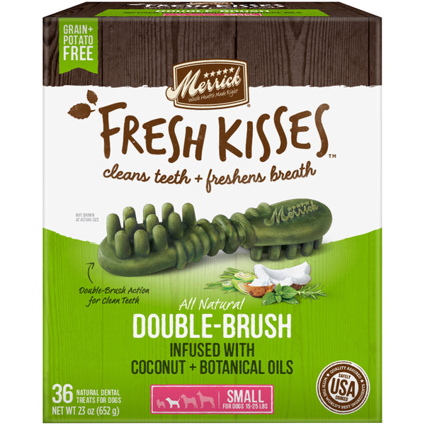 Merrick Fresh Kisses Coconut + Botanical Oils Dental Dog Treats For Small Dogs, 36 Brushes, 23 OZ - Trustables