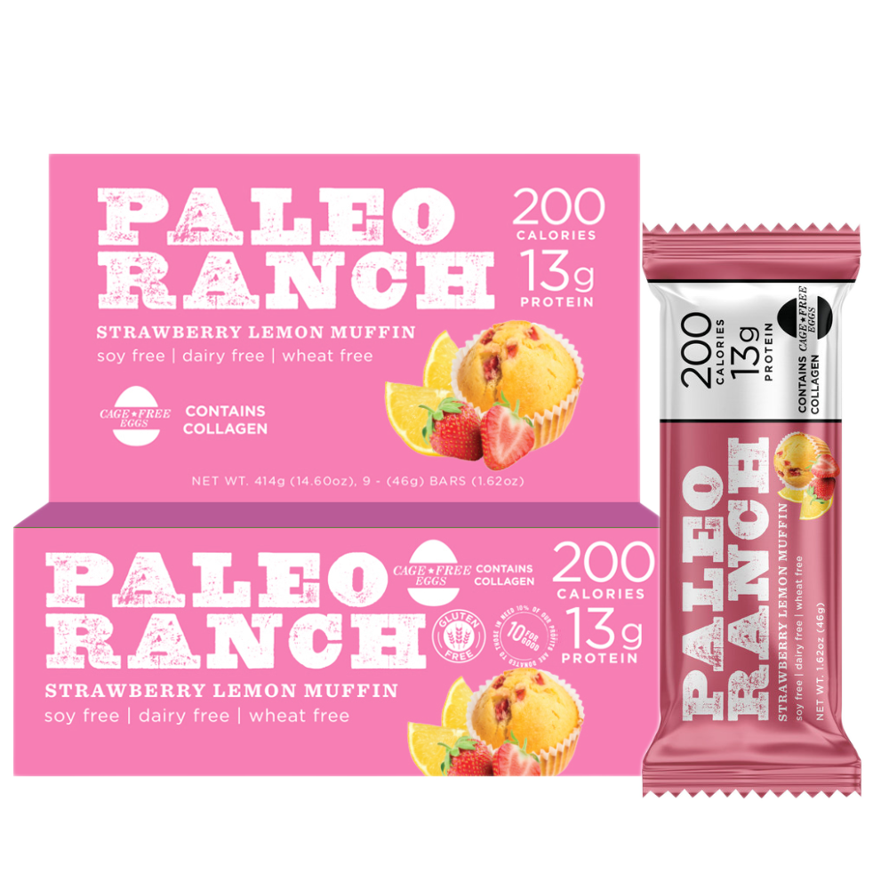 Strawberry Lemon Muffin PALEO RANCH Protein Bars Trustables