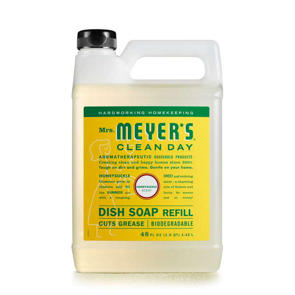 Mrs. Meyer's Clean Day Liquid Dish Soap Refill, Honeysuckle Scent, 48 ounce bottle - Trustables