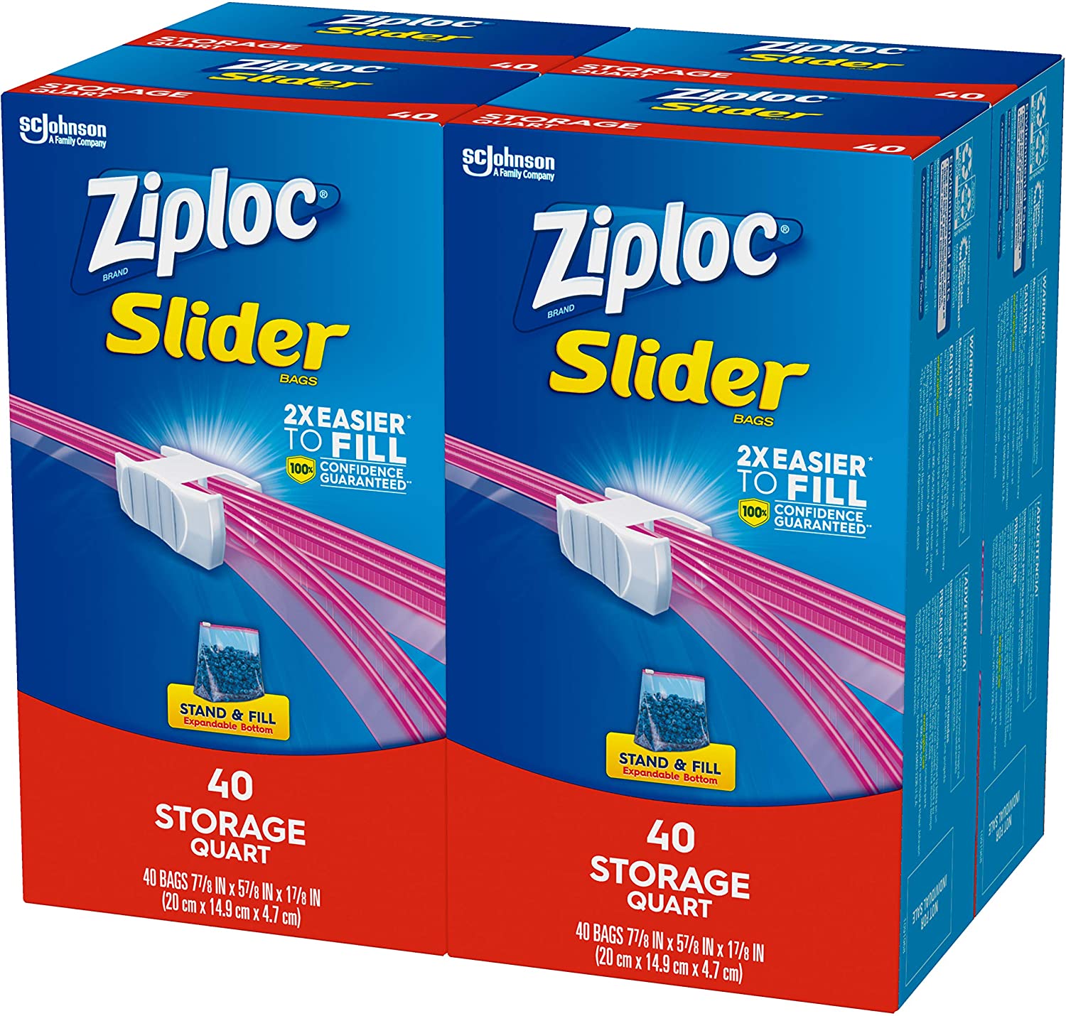 Ziploc Freezer Bags Stand & Fill Slider Quart - 15 ct box