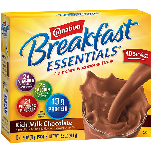 Carnation Breakfast Essentials® Instant Complete Nutritional Drink, Rich Milk Chocolate, 12.6 OZ - Trustables