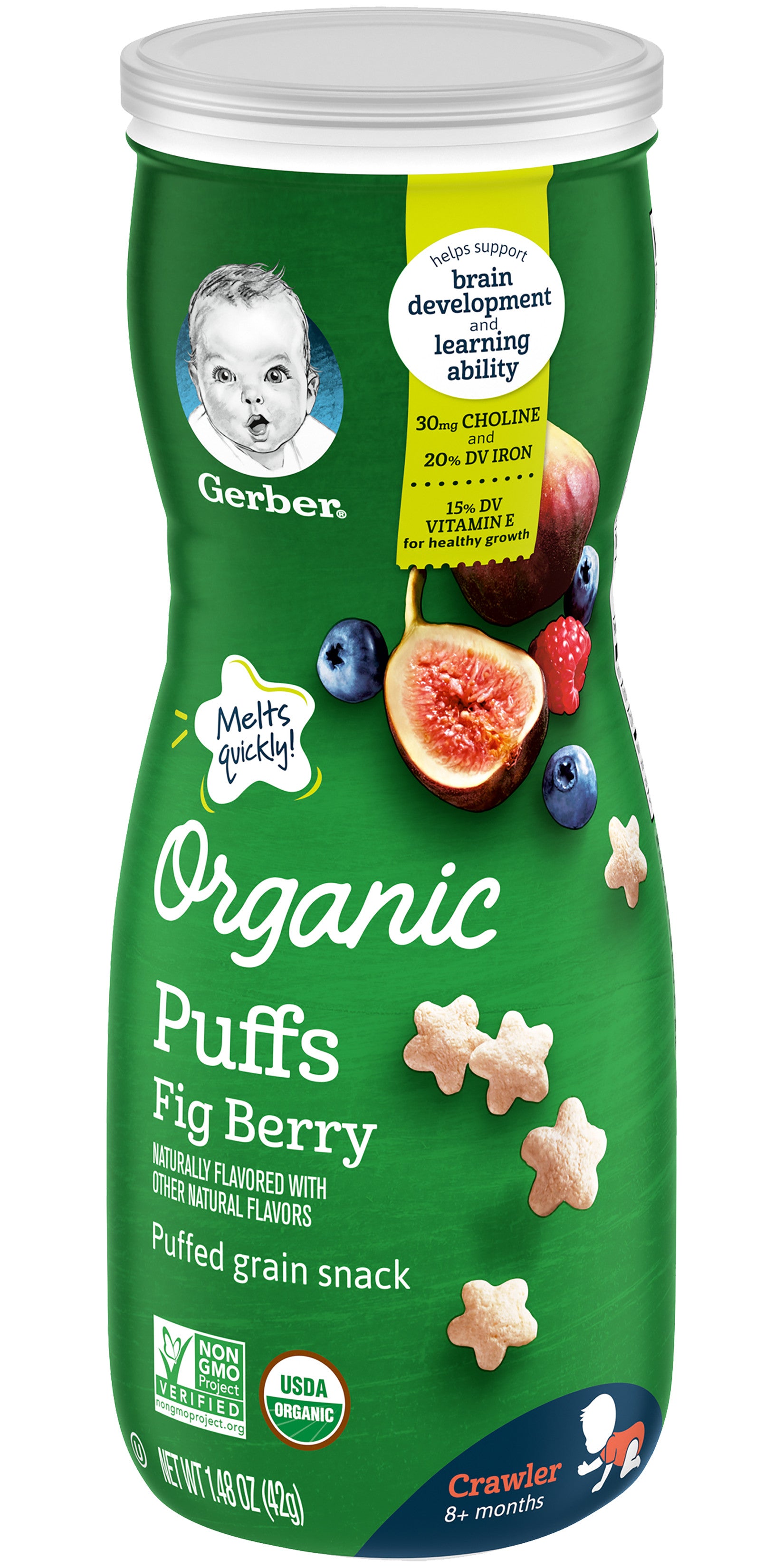 Nestlé Gerber PUFFS, Blueberry Vanilla, Baby Snacks - 42 g