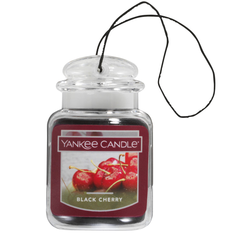 Yankee Candle Car Jar Ultimate Air Freshener Auto Aromas Variety Pack, 1 Black Cherry, 1 Clean Cotton, 1 Leather, 1 Lavender Vanilla, 0.96 oz (Pack of 4)