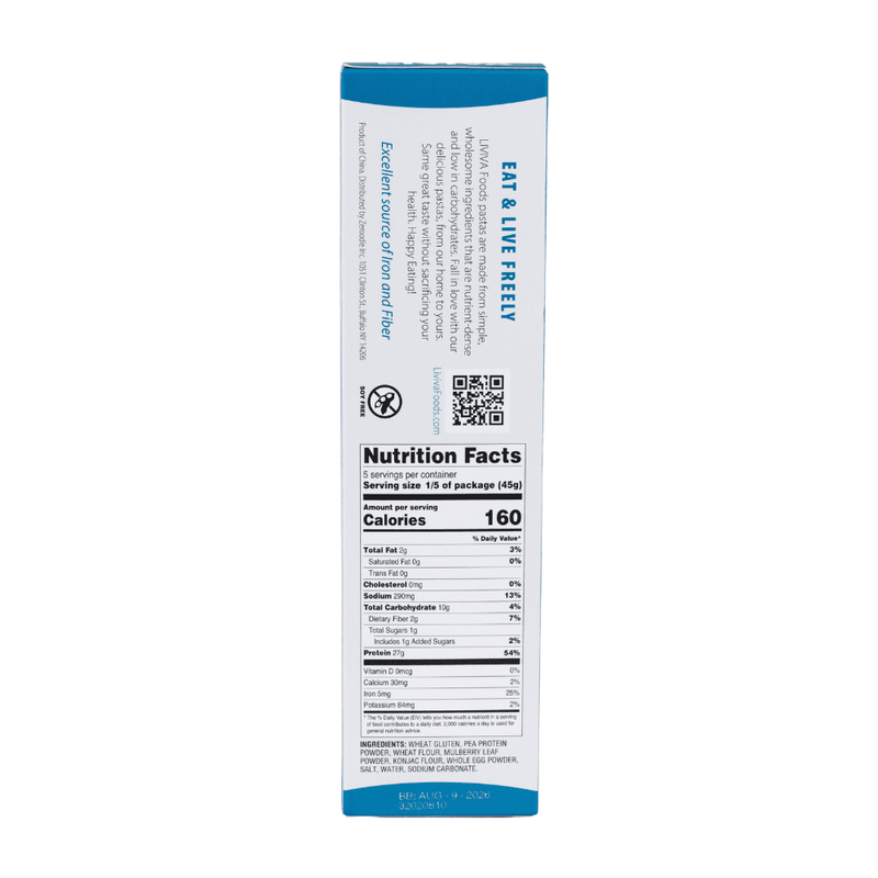 LIVIVA LOW CARB + HIGH PROTEIN FETTUCCINE, 8 oz (Pack of 3)