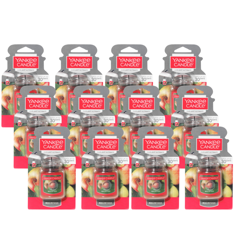 Yankee Candle Car Air Fresheners, Hanging Car Jar Ultimate, Neutralizes Odors Up To 30 Days, Macintosh, 0.96 OZ (Pack of 12)