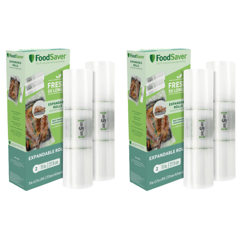 FoodSaver Expandable Vacuum Seal Rolls, 11" x 16', 2-Count, Pack of 2