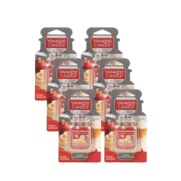 Yankee Candle Car Air Fresheners, Hanging Car Jar Ultimate, Neutralizes Odors Up To 30 Days, Sugared Cinnamon Apple, 0.96 OZ (Pack of 6)