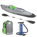 Sevylor QuickPak K5 24 Gauge PVC Polyester 1 Person Inflatable Kayak w/Hand Pump, Paddle, Double Lock Valves and Easy To Carry Backpack System, Gray
