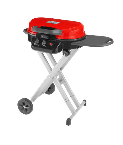 Coleman RoadTrip 225 Portable Stand-Up Propane Grill, Gas Grill with InstaStart Push-Button Ignition, Folding Legs & Wheels, Grease Tray, Side Table, & 11,000 BTUs of Power; 225 Sq. In. Cooking Area