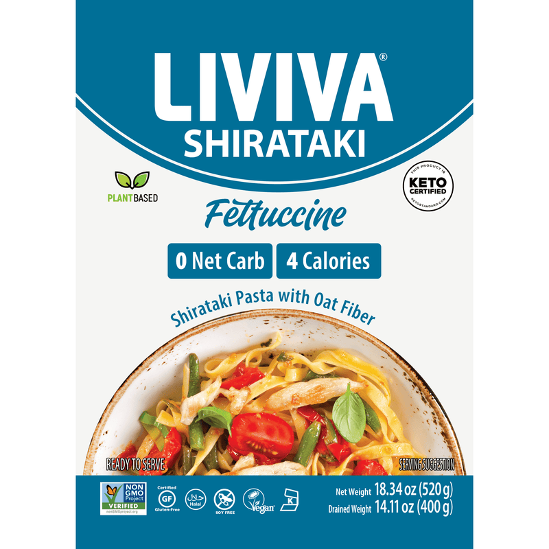 LIVIVA Organic Shirataki Fettuccine With Oat - A Wholesome Pasta Alternative, 14.11 oz (Pack of 6)