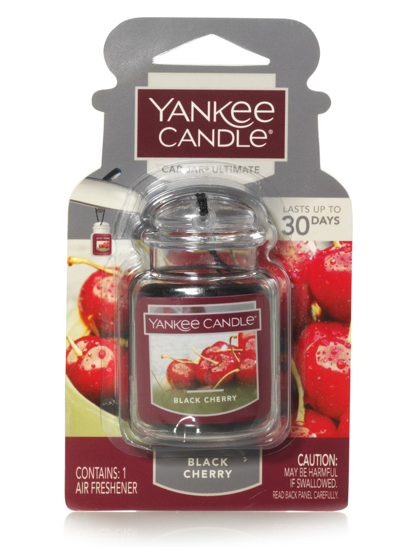 Yankee Candle Car Air Fresheners, Hanging Car Jar Ultimate, Neutralizes Odors Up To 30 Days, Black Cherry, 0.96 OZ (Pack of 6)