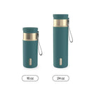 Contigo Snapseal Stainless Steel Leakproof Water Bottle with Carry Strap and Straw, Mineral Teal Champagne, 24 Ounce