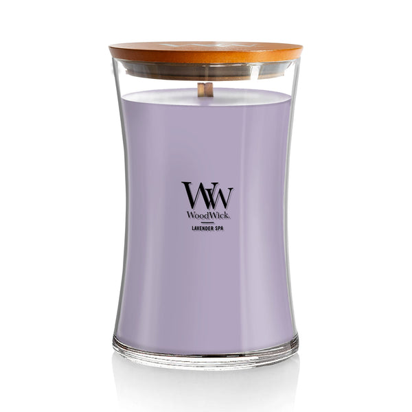 WoodWick Large Hourglass Scented Candle, Crackles as it Burns, Lavender Spa, 21oz