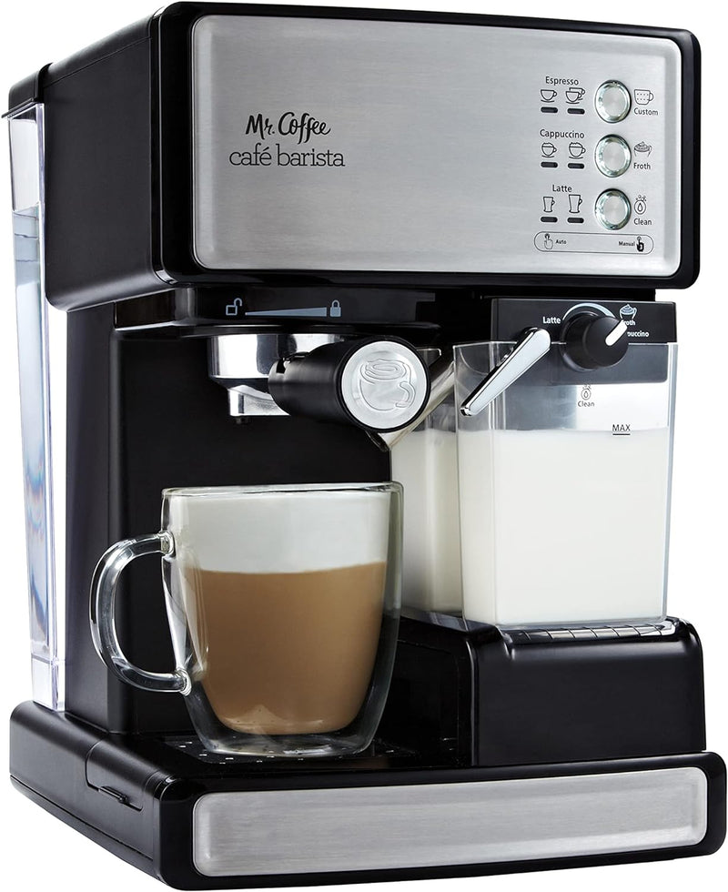 Mr. Coffee Espresso and Cappuccino Machine, Stainless Steel, Programmable Coffee Maker with Automatic Milk Frother, 15-Bar Pump, Ideal for Home Baristas