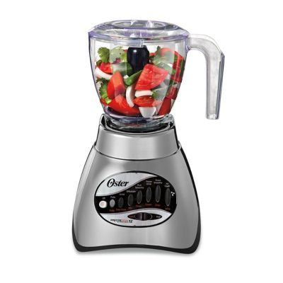 Oster Classic Series 16 Speed Blender with Food Chopper and Glass Jar, Brushed Nickel