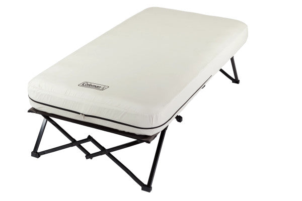 Coleman Twin Airbed Folding Cot with Side Table and 4D Battery Pump, White