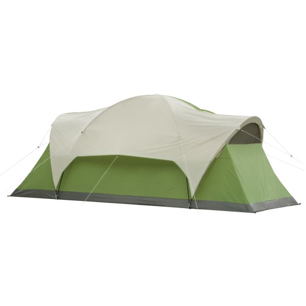 Coleman Camping Tent | 8 Person Montana Cabin Tent with Hinged Door, Green