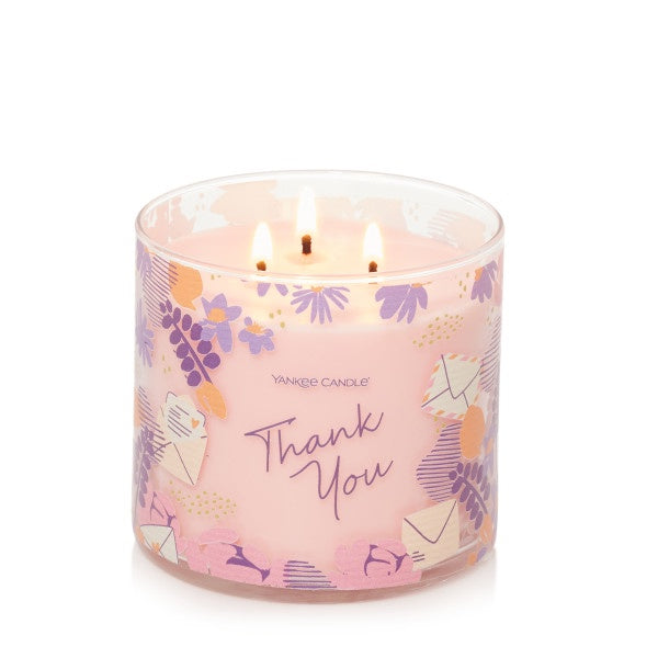 Yankee Candle 3-Wick Decorative Scented Candle, Pink Sands, Thank You, 14.5 Ounce