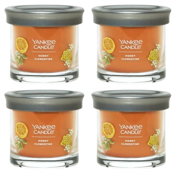 Yankee Candle Small Tumbler Scented Single Wick Jar Candle, Honey Clementine, Over 20 Hours of Burn Time, 4.3 Ounce (Pack of 4)