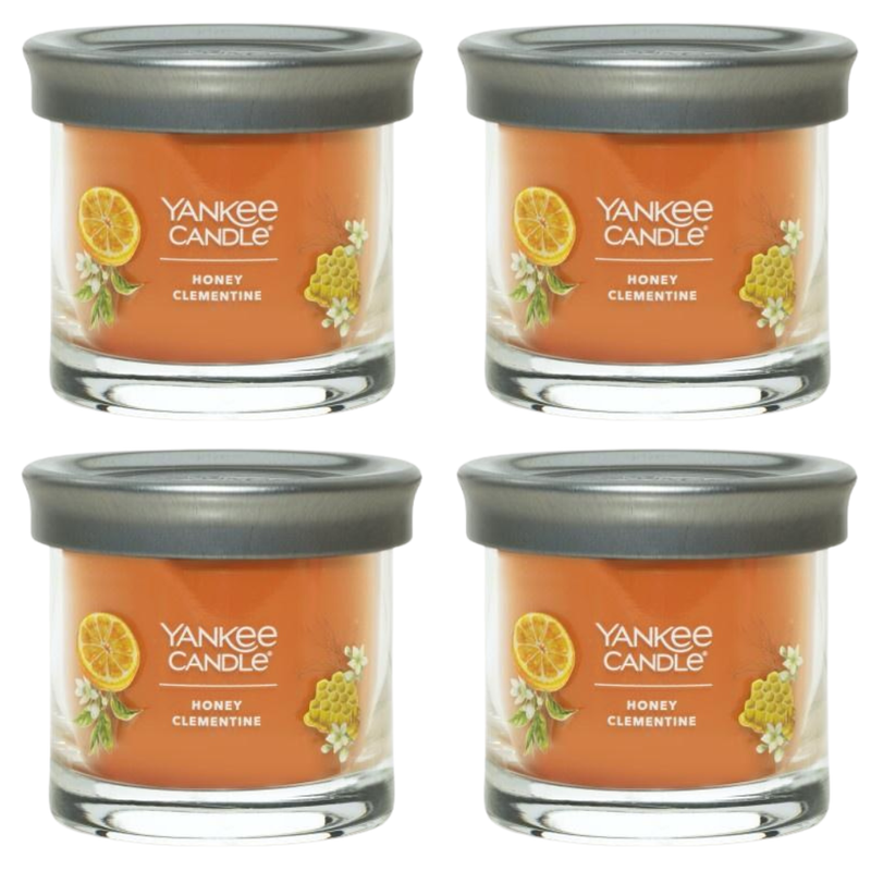 Yankee Candle Small Tumbler Scented Single Wick Jar Candle, Honey Clementine, Over 20 Hours of Burn Time, 4.3 Ounce (Pack of 4)