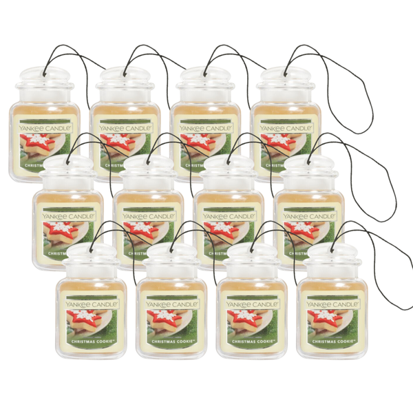 Yankee Candle Car Air Fresheners, Hanging Car Jar Ultimate, Neutralizes Odors Up To 30 Days, Christmas Cookie, 0.96 OZ (Pack of 12)