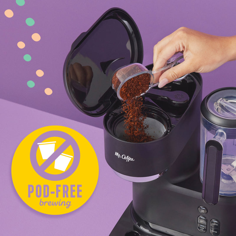 Mr. Coffee 3-in-1 Single Serve Frappe, Iced & Hot Coffee Maker & Blender, 1 CT