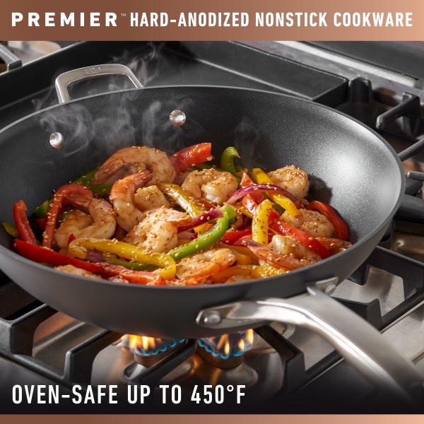 Calphalon Premier Hard-Anodized Nonstick 13" Flat Wok