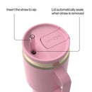 Contigo SnapSeal Leakproof Travel Tumbler with Handle and Straw, Pink Diamond Champagne, 30 Ounce