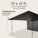 Coleman OASIS Lite 10 x 10 Canopy with Sun Wall, Black