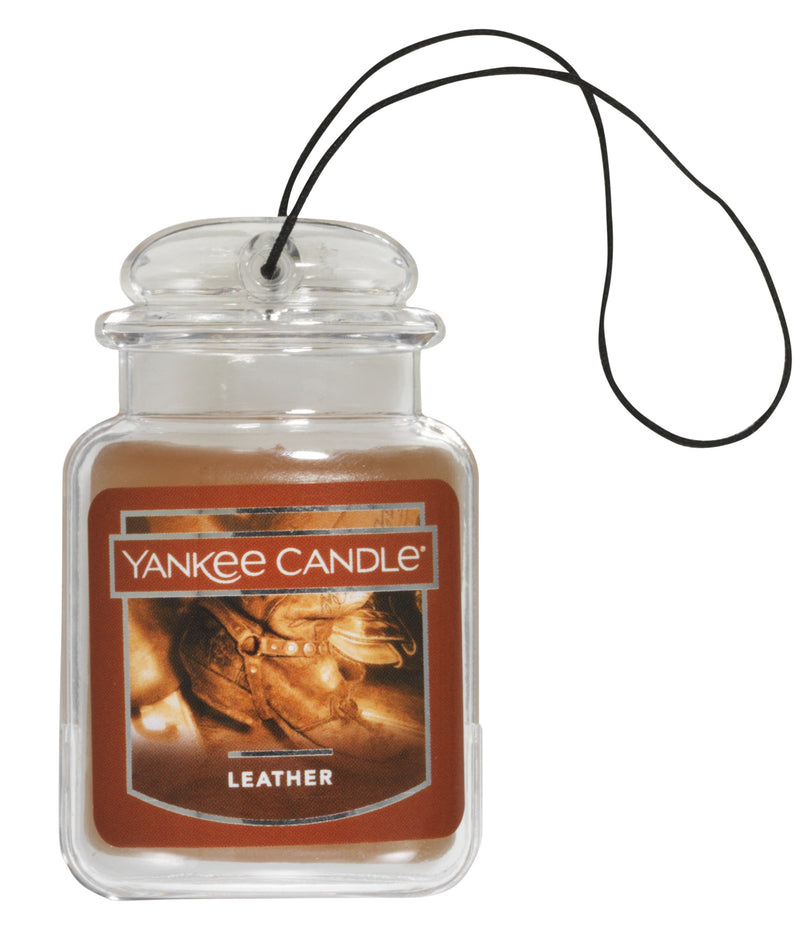 Yankee Candle Car Air Fresheners, Hanging Car Jar Ultimate, Neutralizes Odors Up To 30 Days, Leather, 0.96 OZ (Pack of 6)