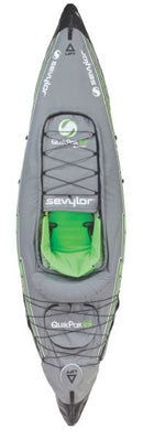 Sevylor QuickPak K5 24 Gauge PVC Polyester 1 Person Inflatable Kayak w/Hand Pump, Paddle, Double Lock Valves and Easy To Carry Backpack System, Gray