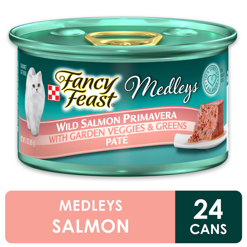 Purina Fancy Feast Medleys Pate Wild Salmon Primavera With Garden Veggies & Greens Adult Wet Cat Food, 3 OZ