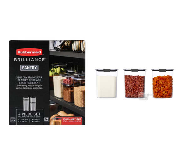 Rubbermaid Brilliance Pantry Food Storage Containers, 8 Piece + 6 Piece Set (14 pieces total)
