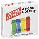 Adams Extract Food Colors, 4 Food Color Pack with Green, Blue, Yellow & Red, 4 - 0.3 FL OZ Bottles/Box (Pack of 1)