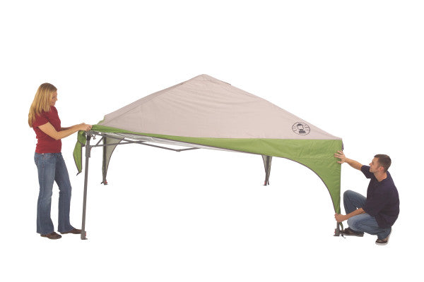 Coleman Canopy Sun Shelter with Instant Setup, Sun Shelter with Wheeled Carry Bag Sets Up in About 3 Mins, 10x10ft Canopy for Sporting Events, Tailgating, Camping, & More