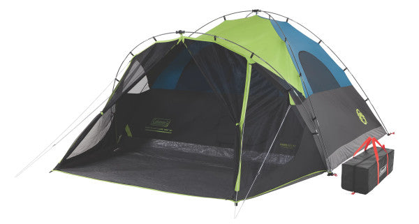 Coleman Carlsbad Dark Room Camping Tent with Screened Porch, 4/6 Person Tent Blocks 90% of Sunlight and Keeps Inside Cool, Weatherproof Tent with Easy Setup and Screened-In Porch