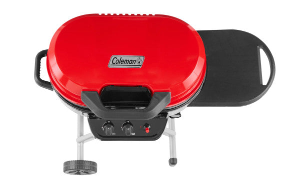 Coleman RoadTrip 225 Portable Stand-Up Propane Grill, Gas Grill with InstaStart Push-Button Ignition, Folding Legs & Wheels, Grease Tray, Side Table, & 11,000 BTUs of Power; 225 Sq. In. Cooking Area