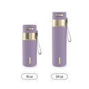 Contigo Autoseal Stainless Steel Leakproof Water Bottle with Carry Strap, Purple Carrot Champagne, 24 Ounce