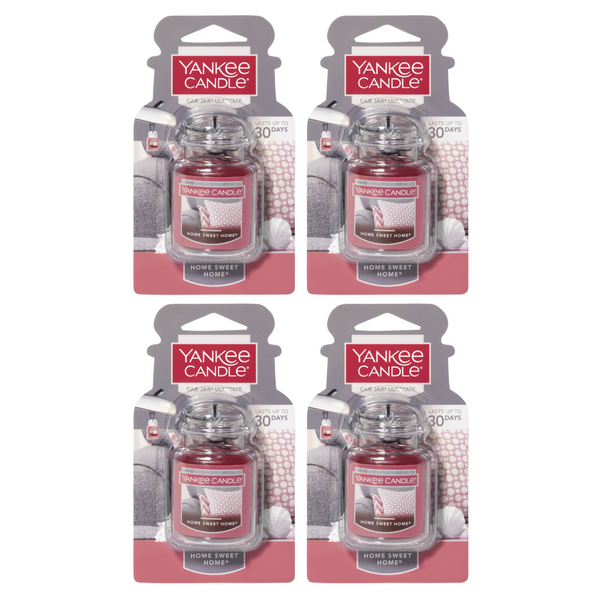 Yankee Candle Car Air Fresheners, Hanging Car Jar Ultimate, Neutralizes Odors Up To 30 Days, Home Sweet Home, 0.96 OZ (Pack of 4)