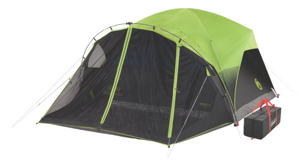 Coleman Carlsbad Dark Room Camping Tent with Screened Porch, 4/6 Person Tent Blocks 90% of Sunlight and Keeps Inside Cool, Weatherproof Tent with Easy Setup and Screened-In Porch