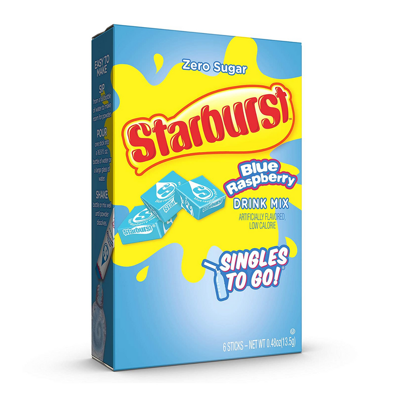 Starburst Blue Raspberry Singles To Go Drink Mix, 0.59 OZ, 6 CT - Trustables