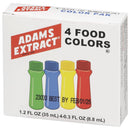 Adams Extract Food Colors, 4 Food Color Pack with Green, Blue, Yellow & Red, 4 - 0.3 FL OZ Bottles/Box (Pack of 1)