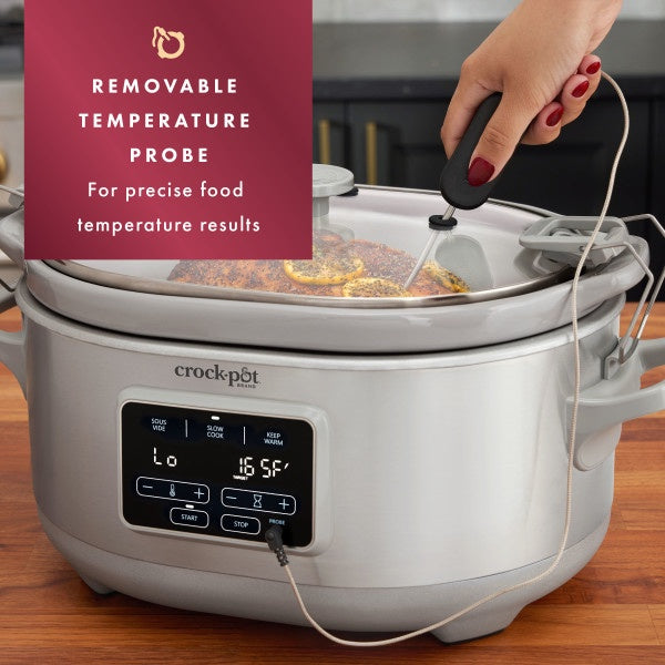 Crock-Pot Programmable 7-Quart Cook & Carry Slow Cooker with Sous Vide, Stainless Steel, 1 CT