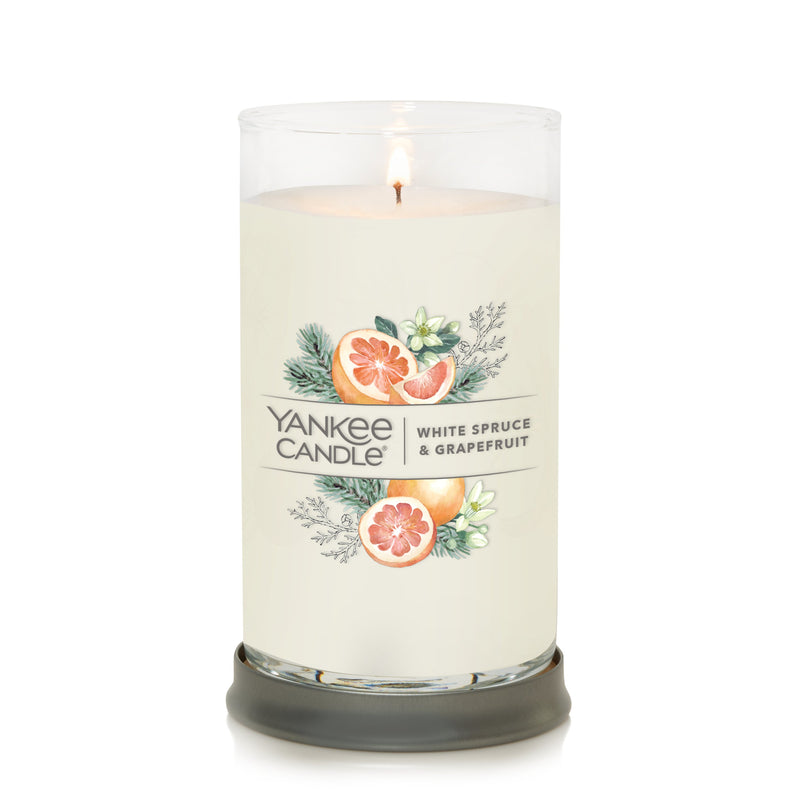 Yankee Candle Medium Pillar Scented Candle, White Spruce & Grapefruit, 14.25 oz (2-Pack)