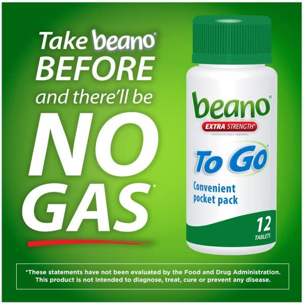 Beano To Go, Extra Strength, Gas Prevention and Digestive Enzyme Supplement, 12 Count